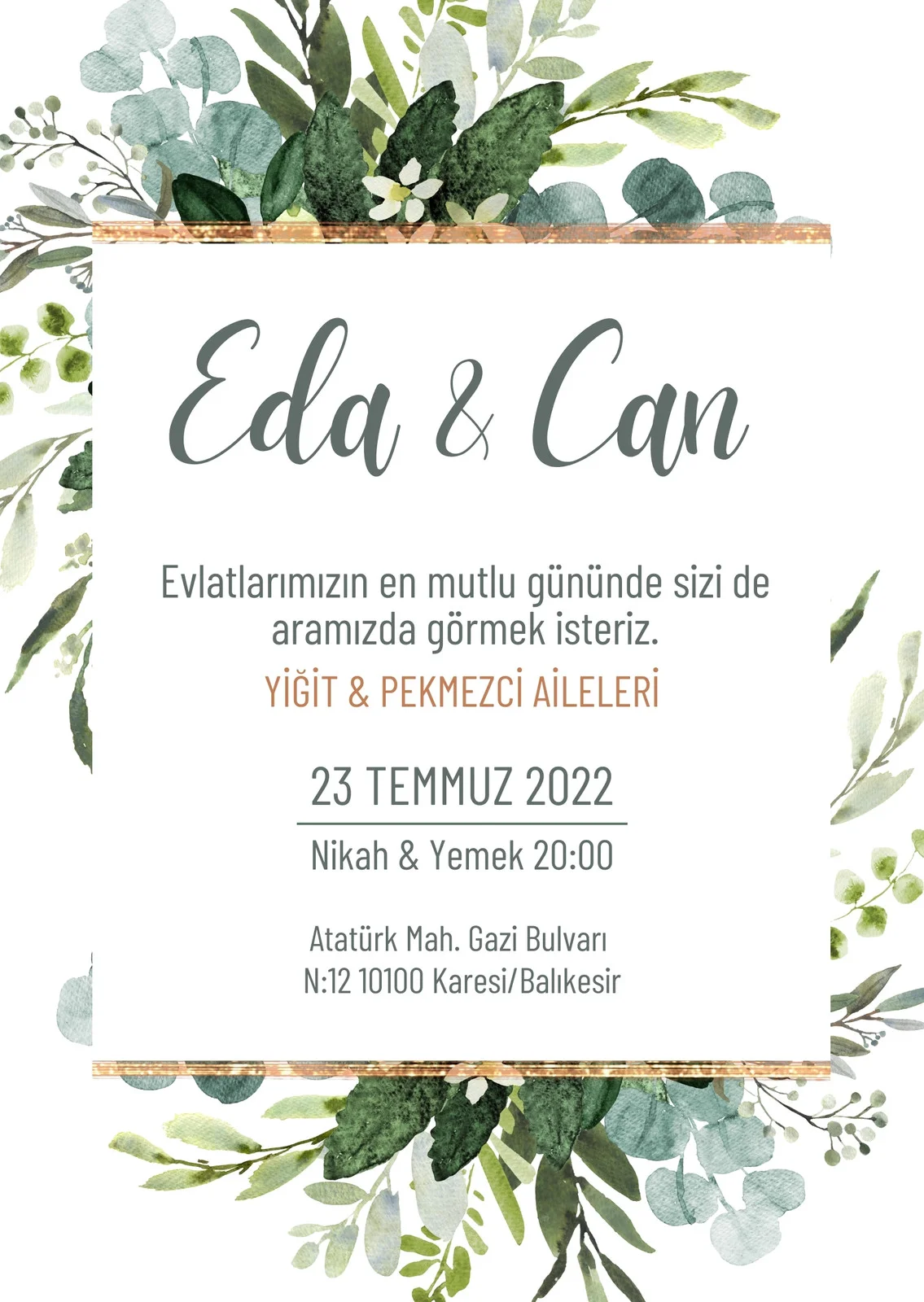 Zarif Davetiye Modeli #106