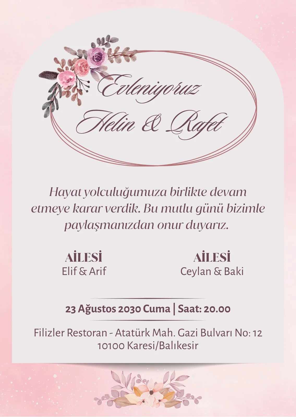 Zarif Davetiye Modeli #110