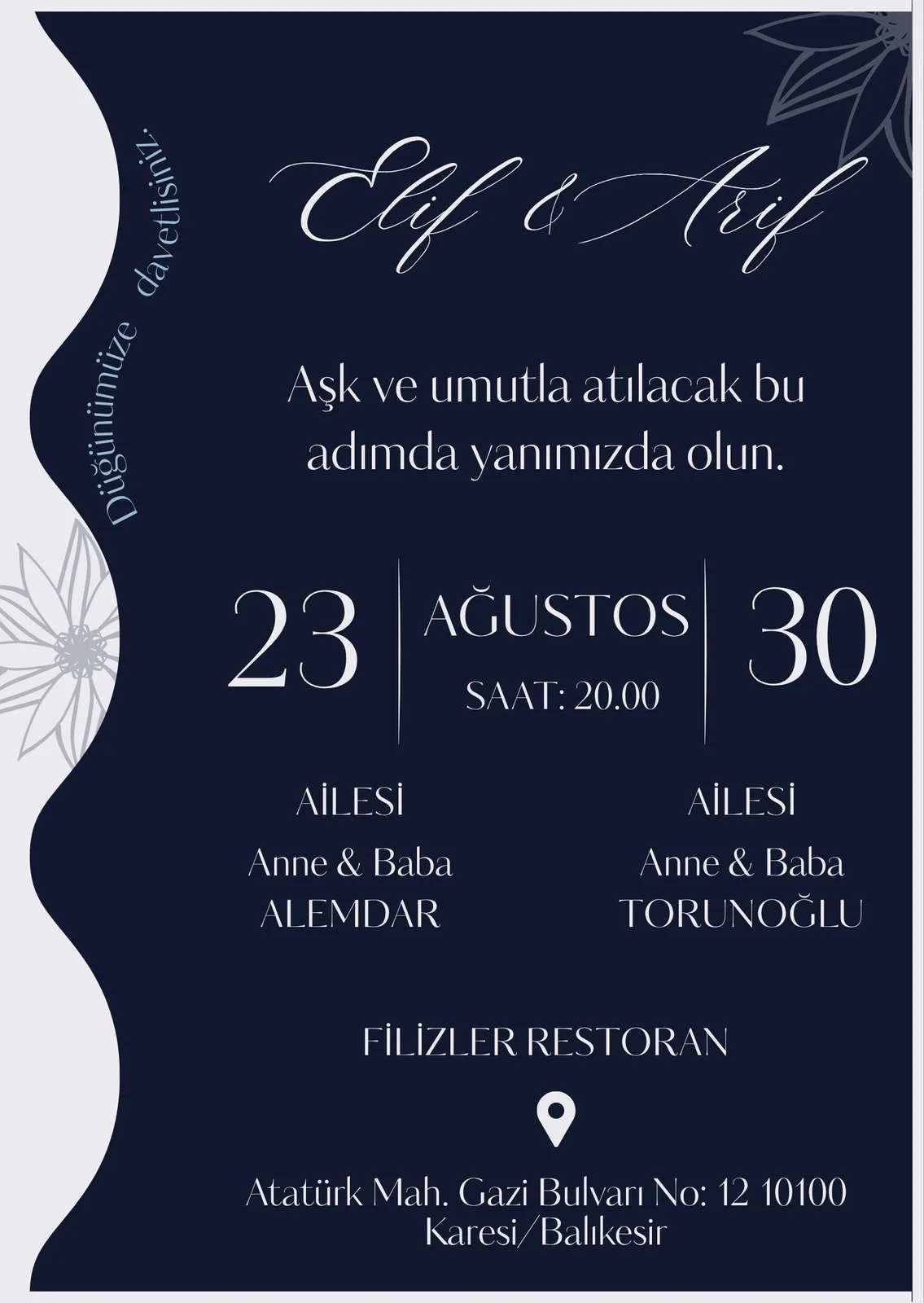 Zarif Davetiye Modeli #111