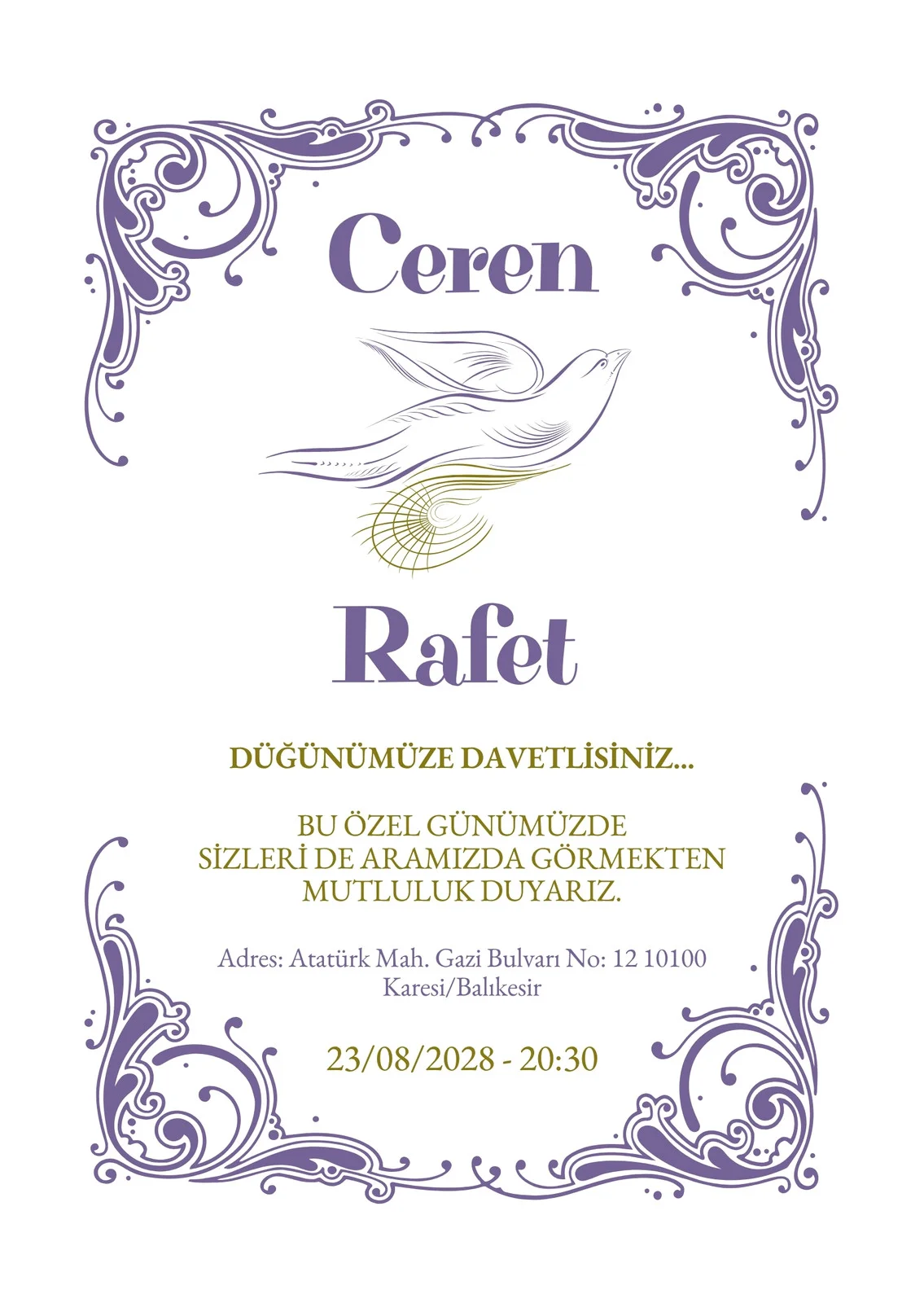 Zarif Davetiye Modeli #113