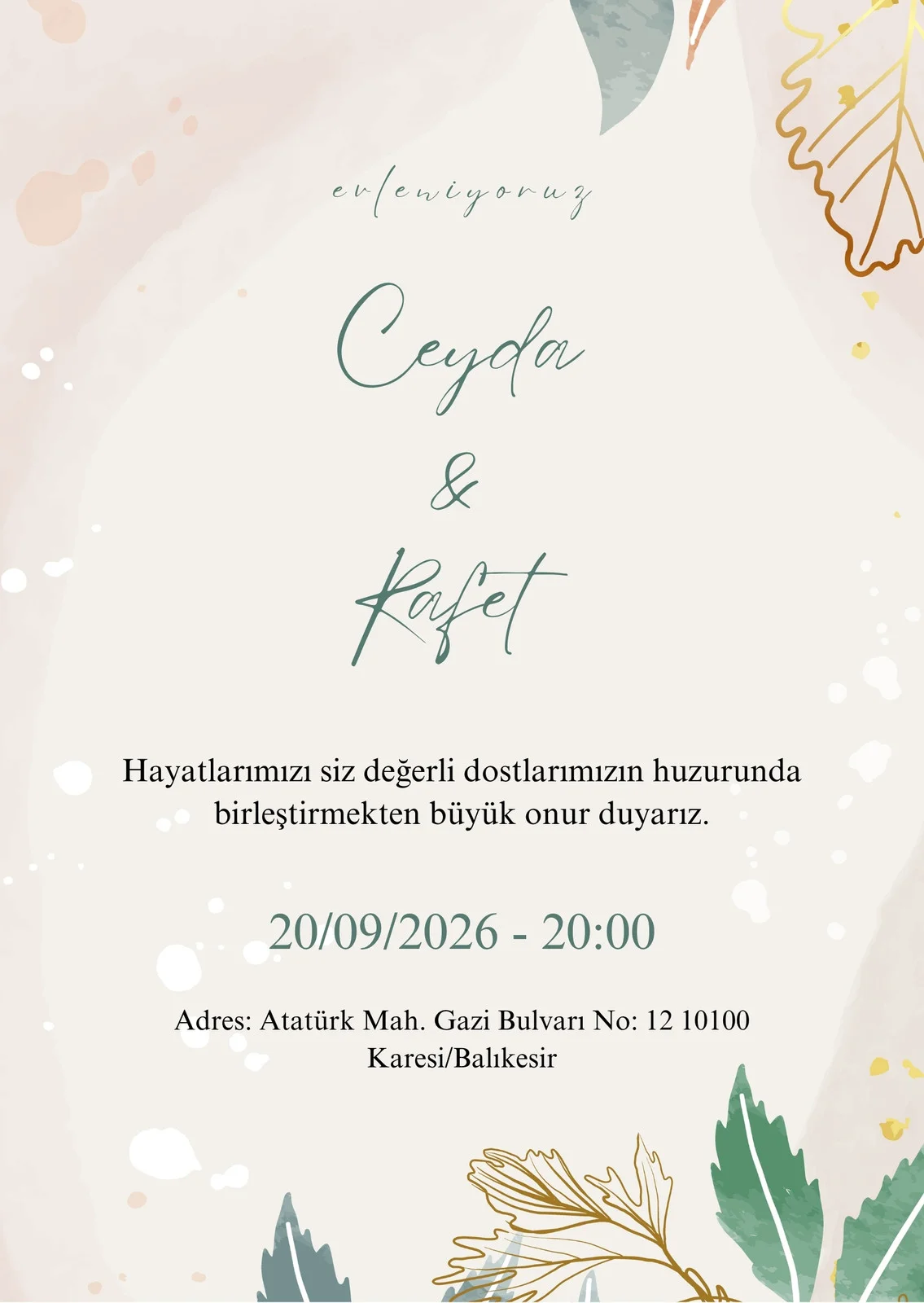 Zarif Davetiye Modeli #121