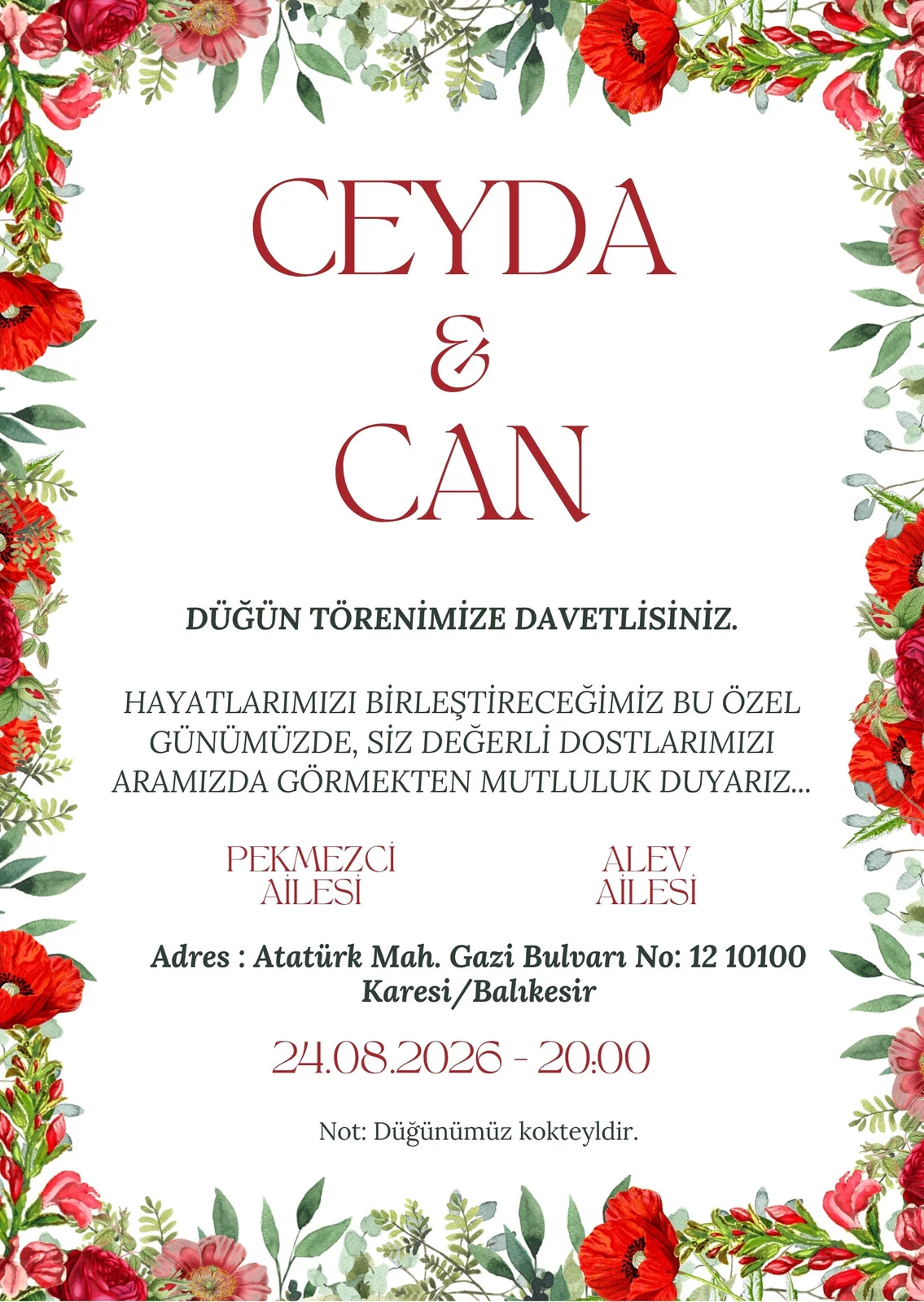Zarif Davetiye Modeli #127