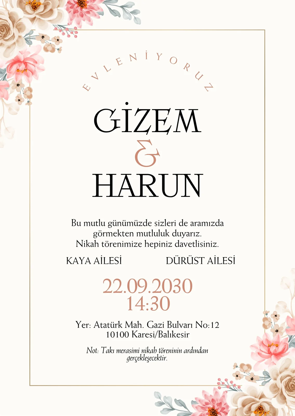 Zarif Davetiye Modeli #130