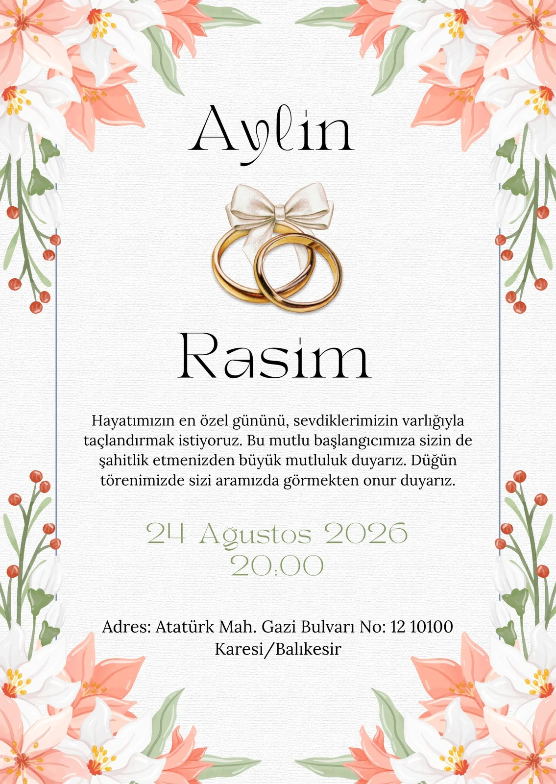 Zarif Davetiye Modeli #133