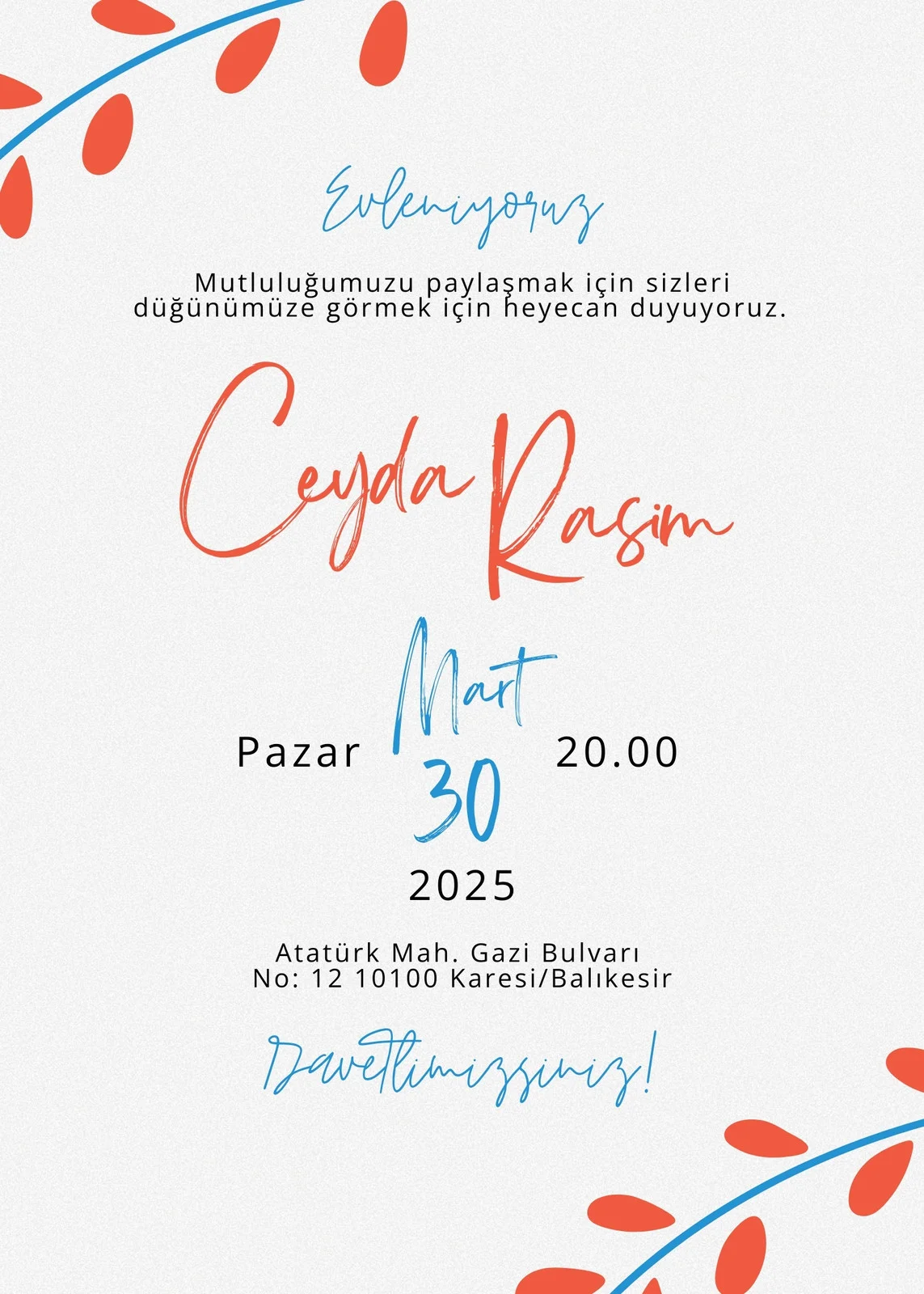 Zarif Davetiye Modeli #137