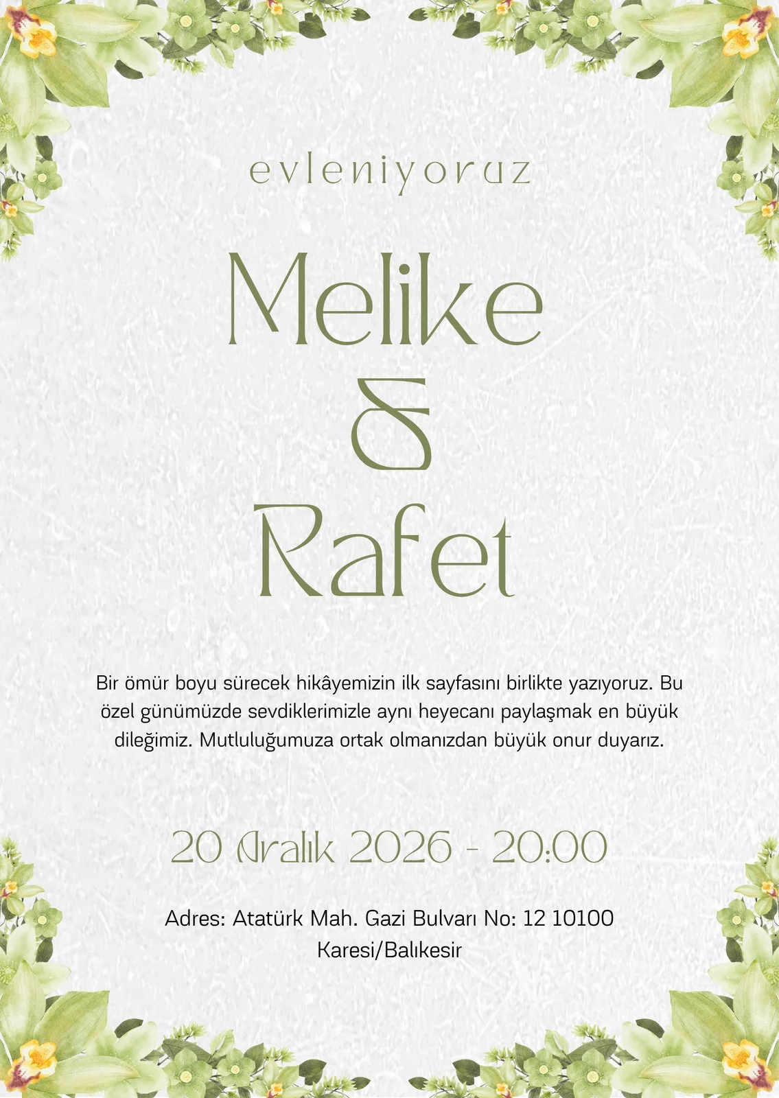 Zarif Davetiye Modeli #148
