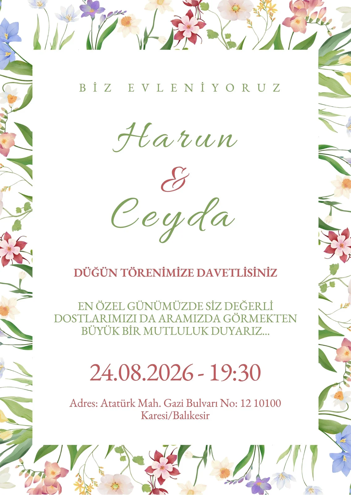 Zarif Davetiye Modeli #158