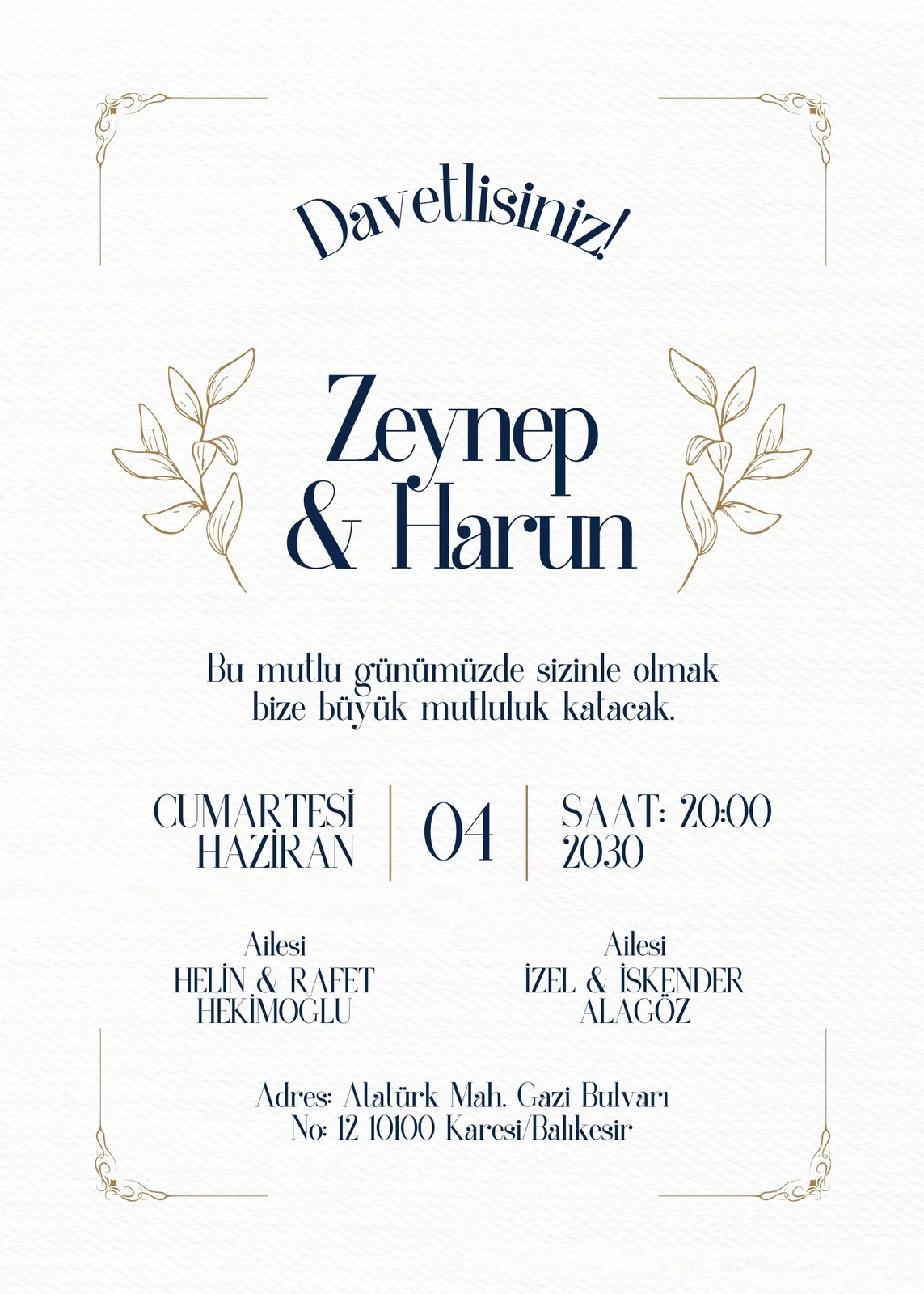 Zarif Davetiye Modeli #160