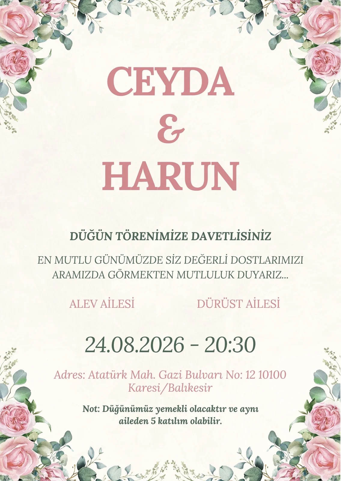 Zarif Davetiye Modeli #164
