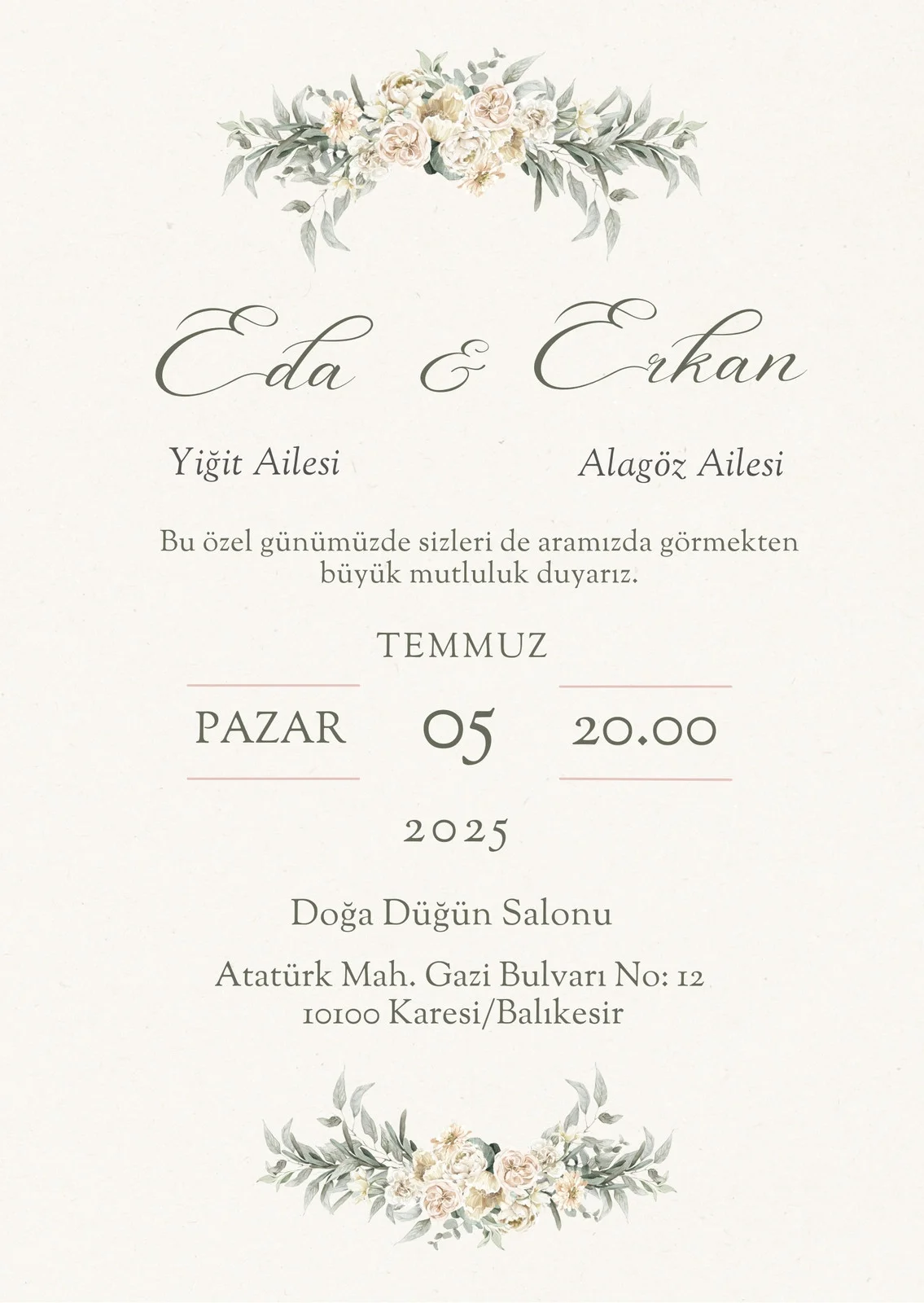 Zarif Davetiye Modeli #171