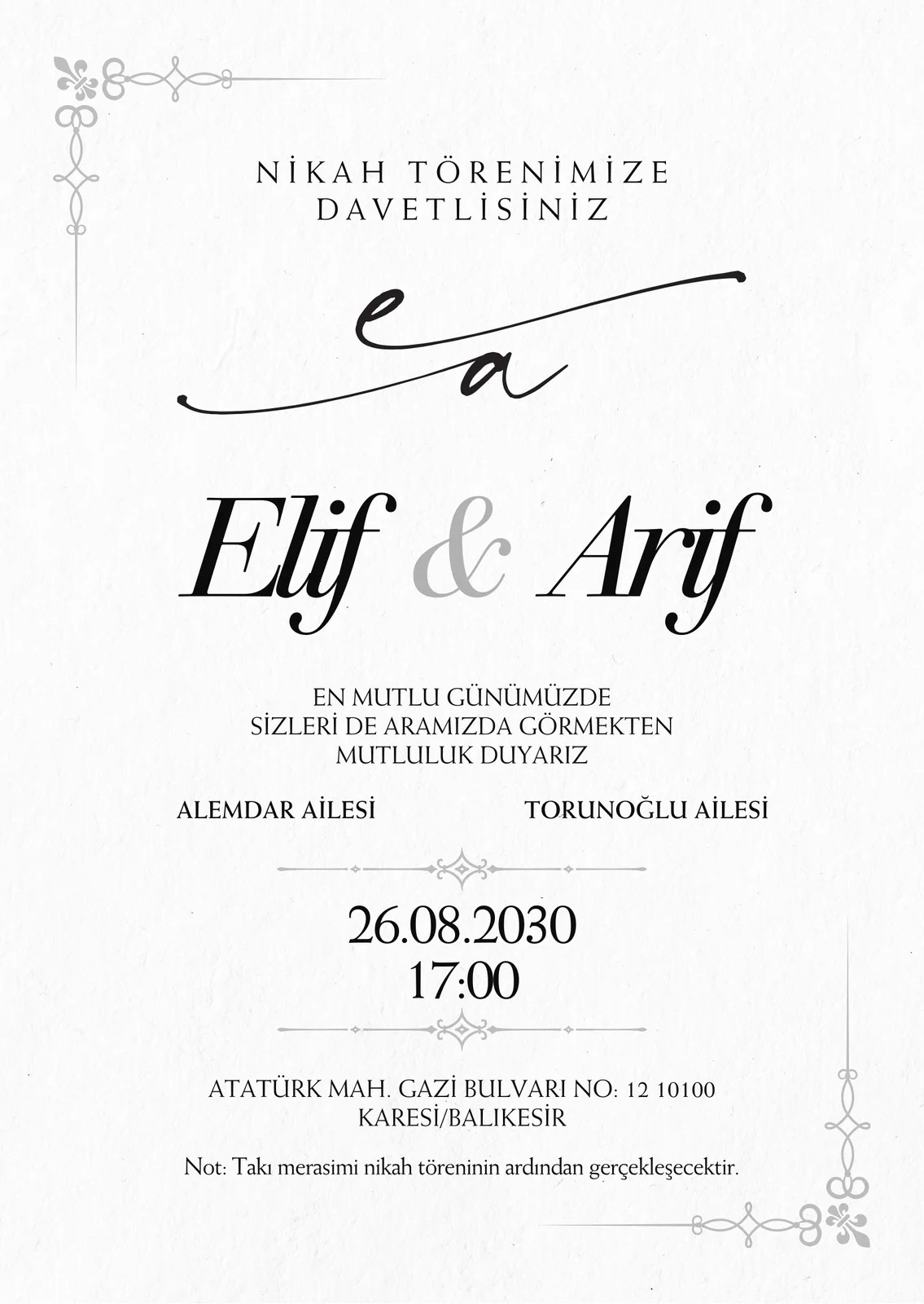 Zarif Davetiye Modeli #180