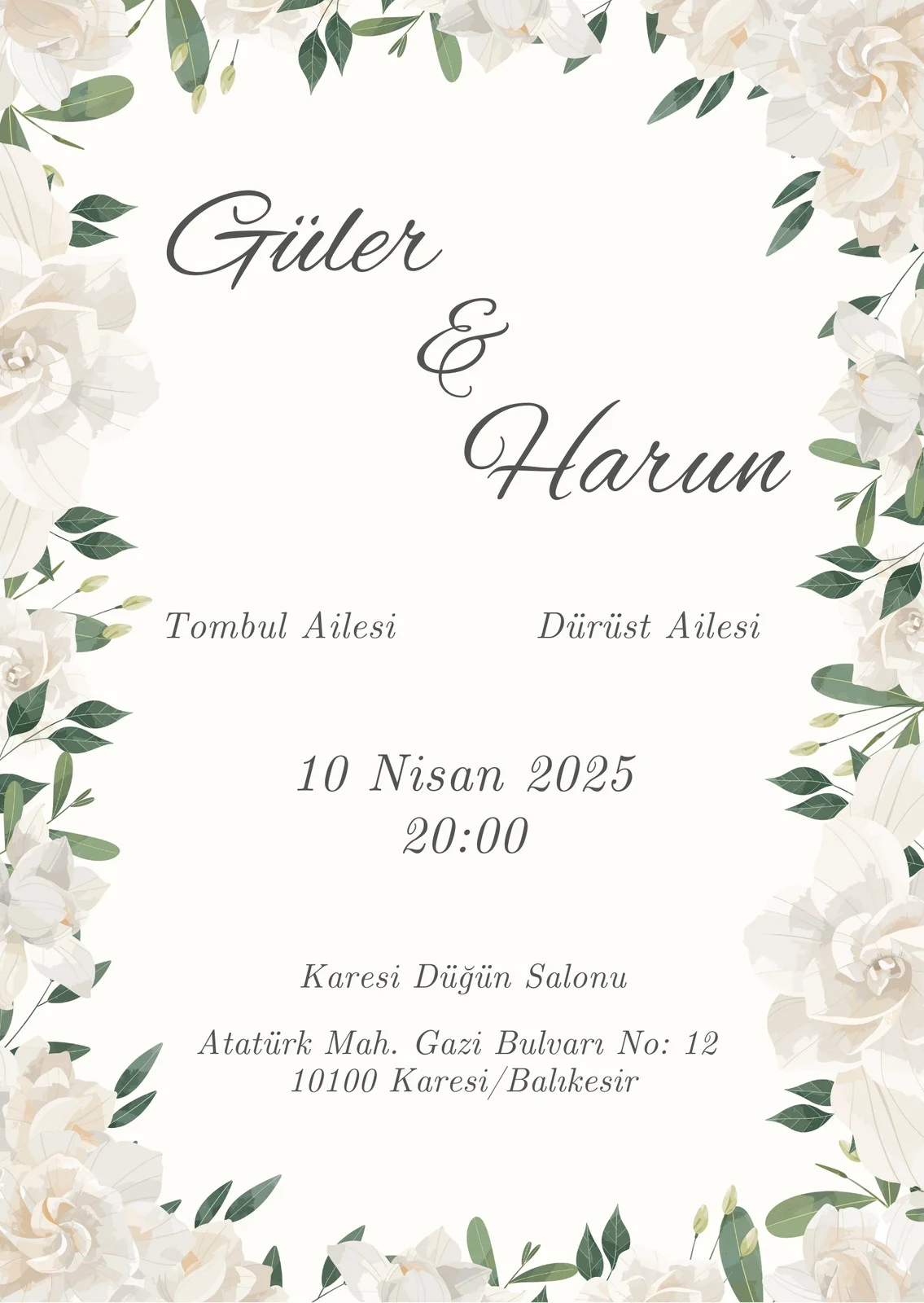 Zarif Davetiye Modeli #186