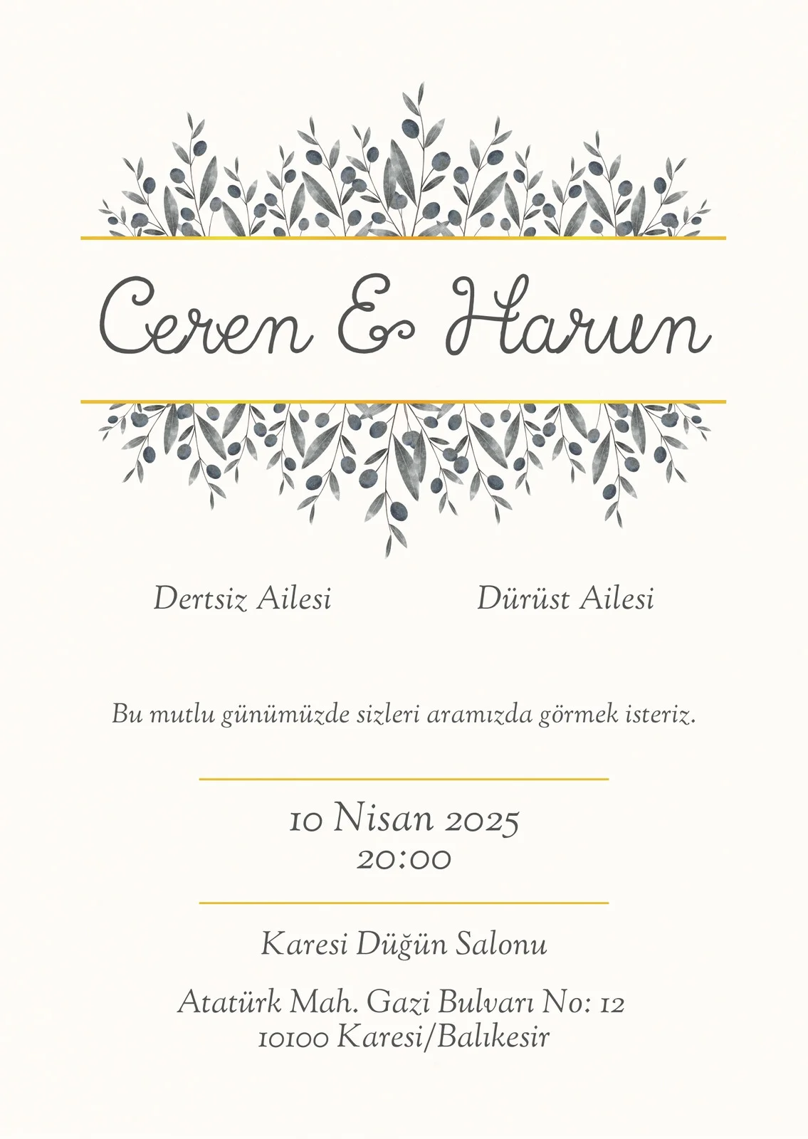 Zarif Davetiye Modeli #188