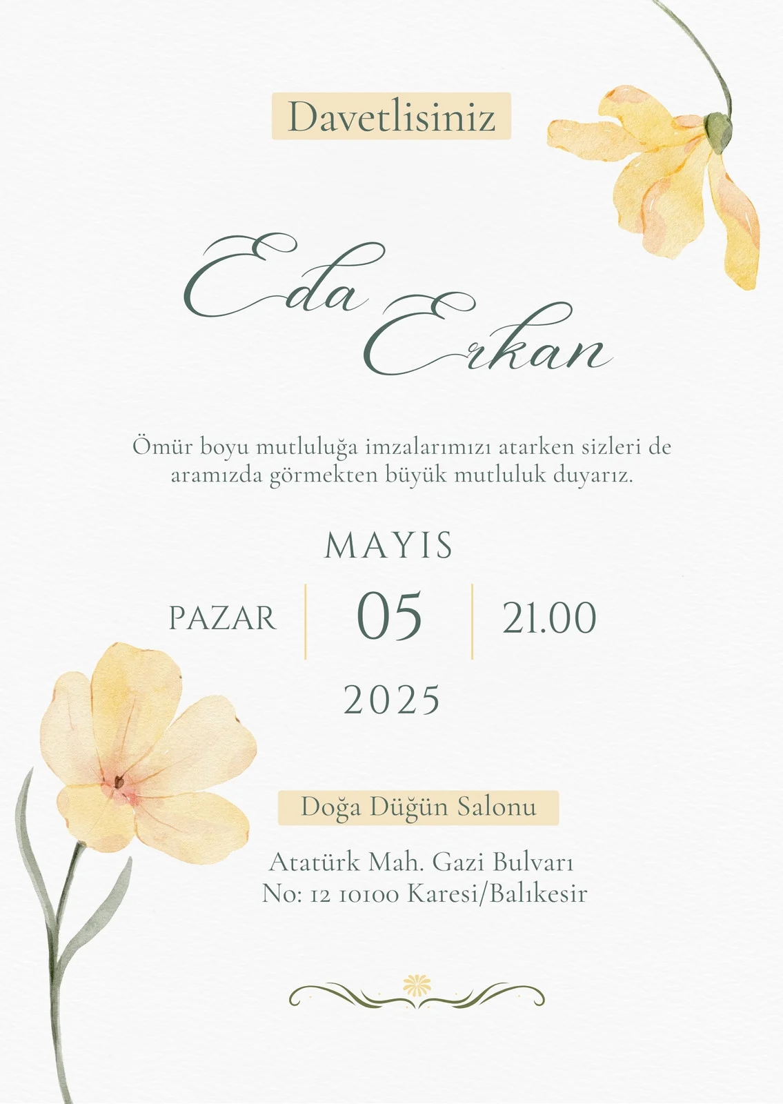 Zarif Davetiye Modeli #194