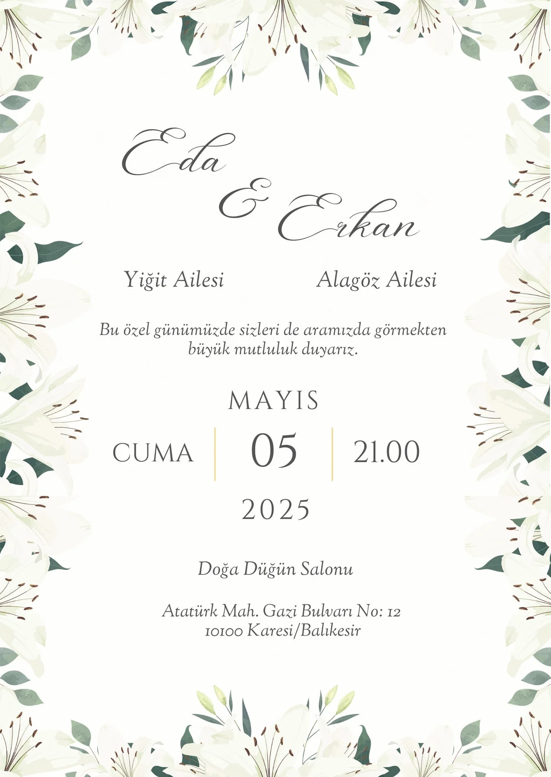 Zarif Davetiye Modeli #204
