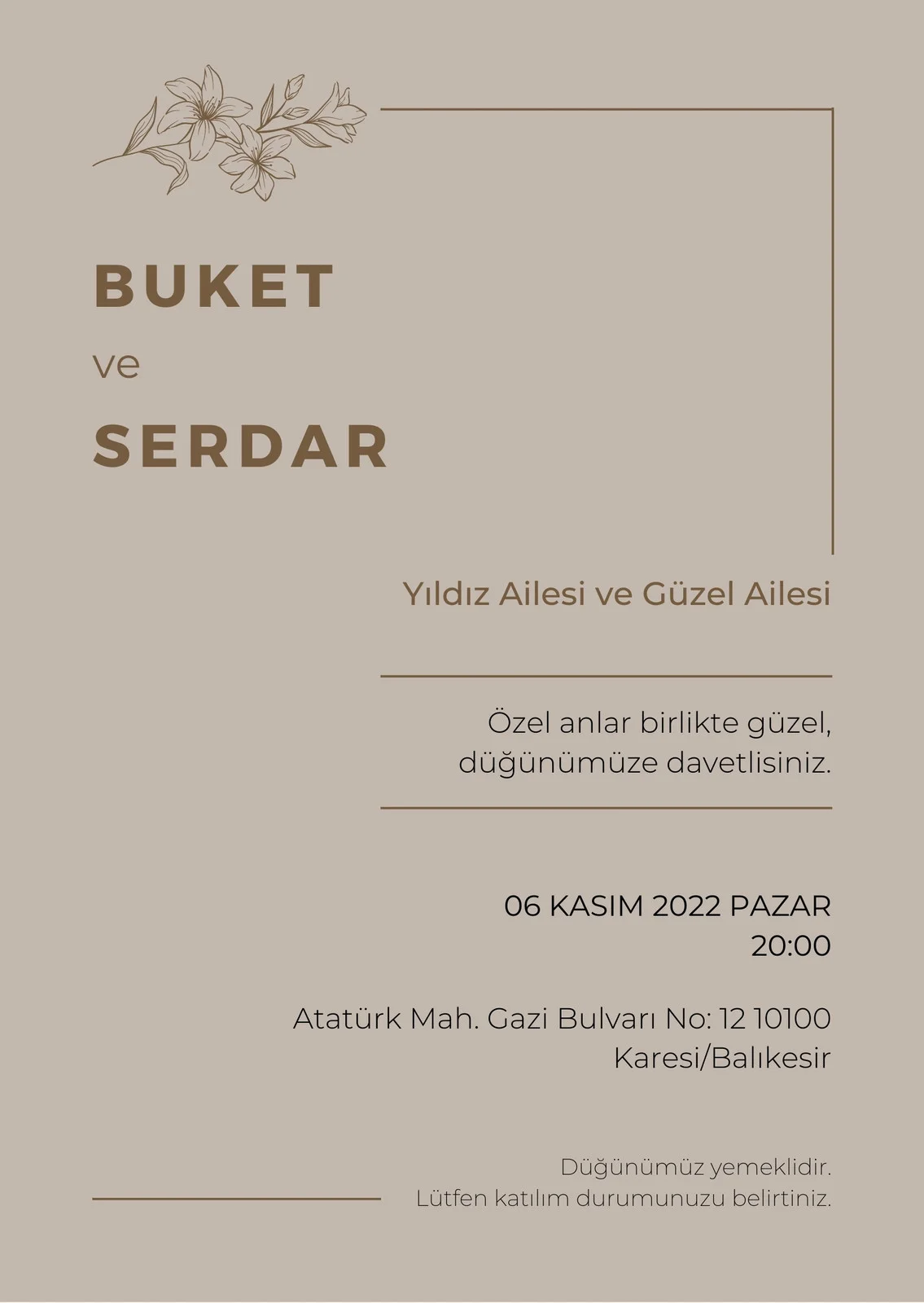 Zarif Davetiye Modeli #205