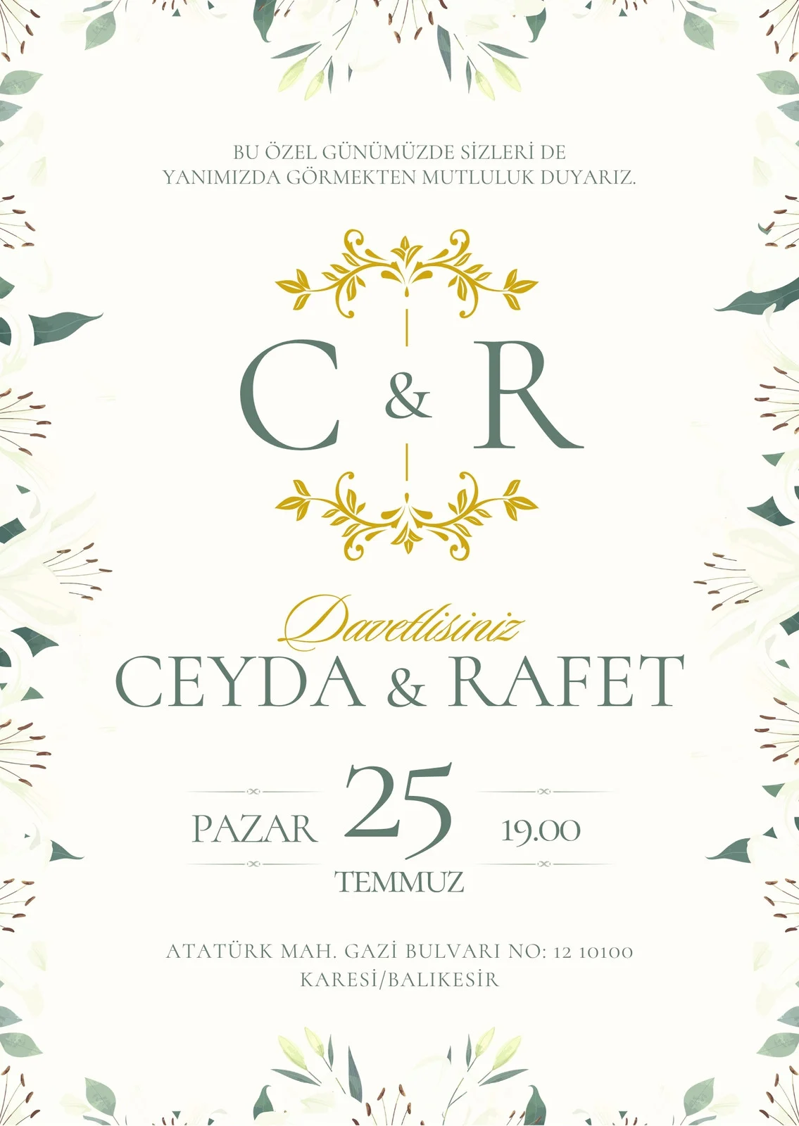 Zarif Davetiye Modeli #88