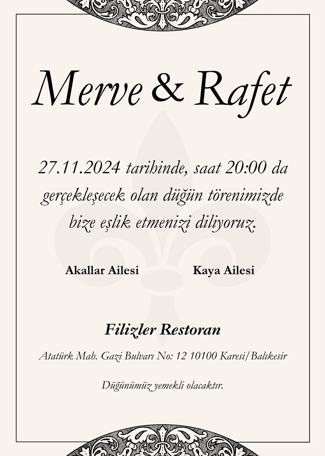 Zarif Davetiye Modeli #92